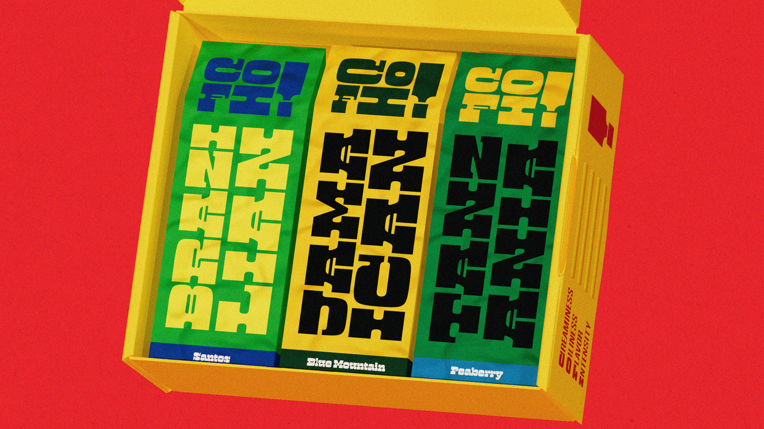 Mockup showing Cofi brand packaging.